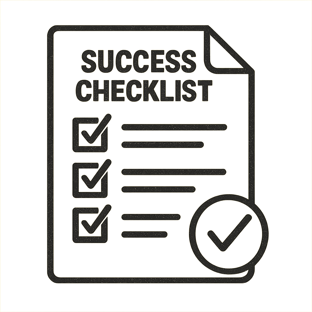 A simple Success Checklist icon featuring styling shears and a perfectly defined, bouncy curl